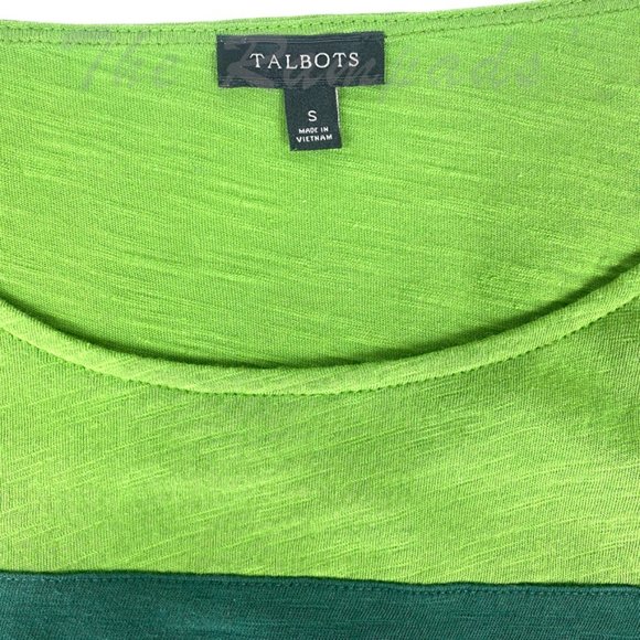 Talbots Dark Light Green Striped T-shirt Size Small - Picture 5 of 6